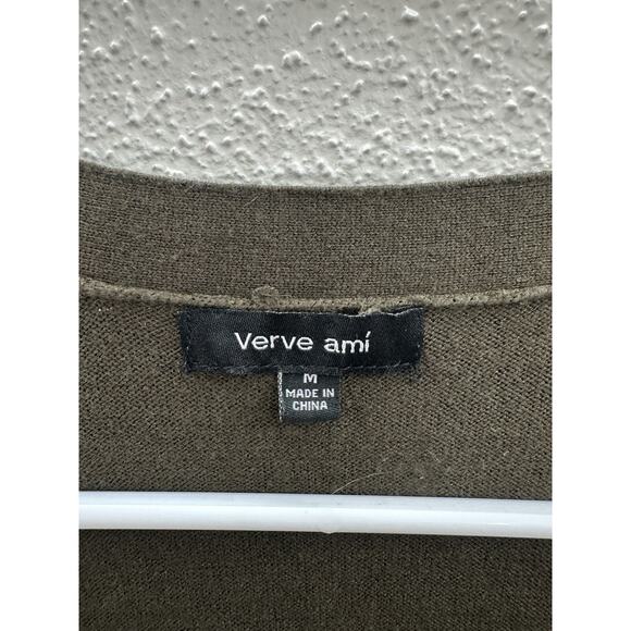 Verve Ami Womens Cardigan Size Medium Green Long Sleeve Open Front - Picture 4 of 11